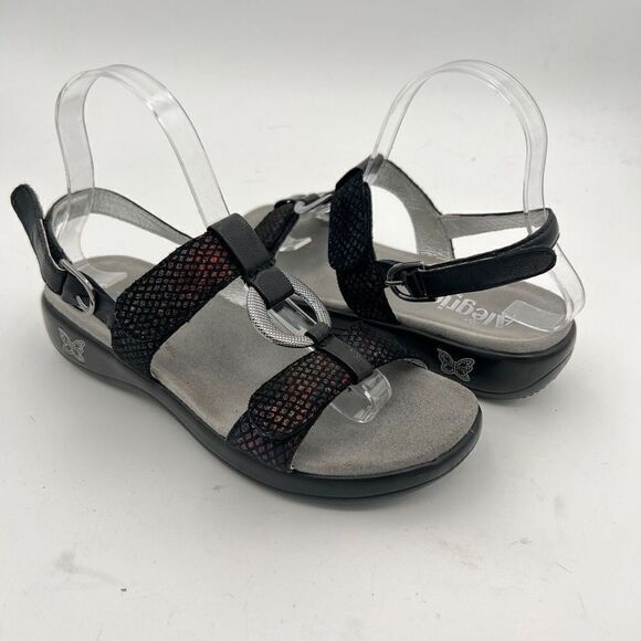 Alegria Sandal Womens 38 US 8/8.5 Julie Metallic Multi Colored Black - Picture 1 of 9